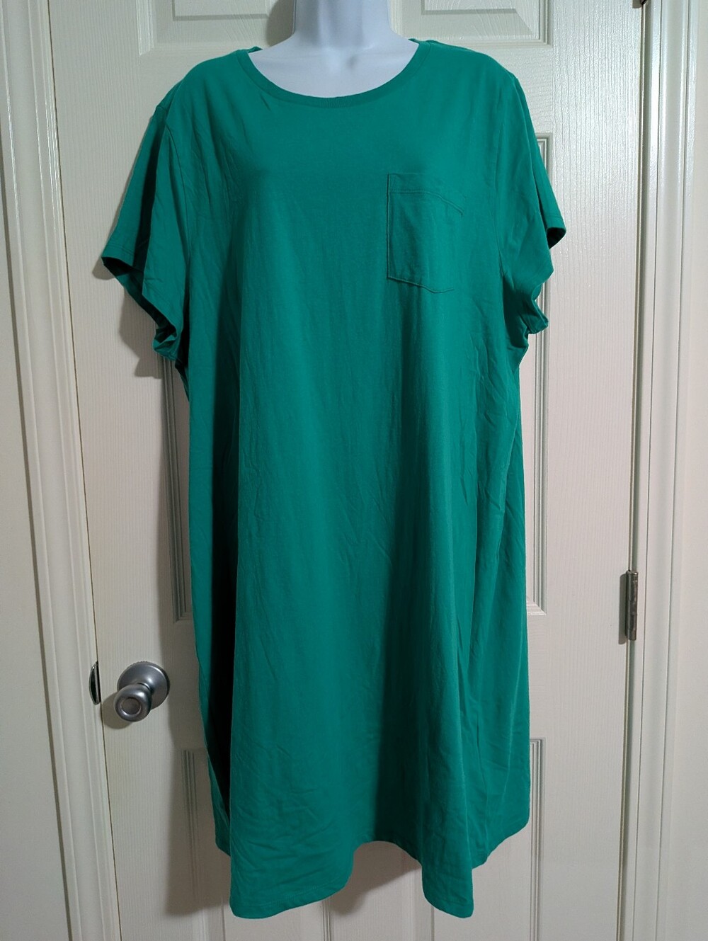 J. Crew 2X Kelly Green T Shirt Dress Chest Pocket